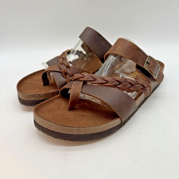 White Mountain Shoes - White Mountain Footbeds Hazy Sandal Women's 8M Whiskey Brown Leather Boho Slides